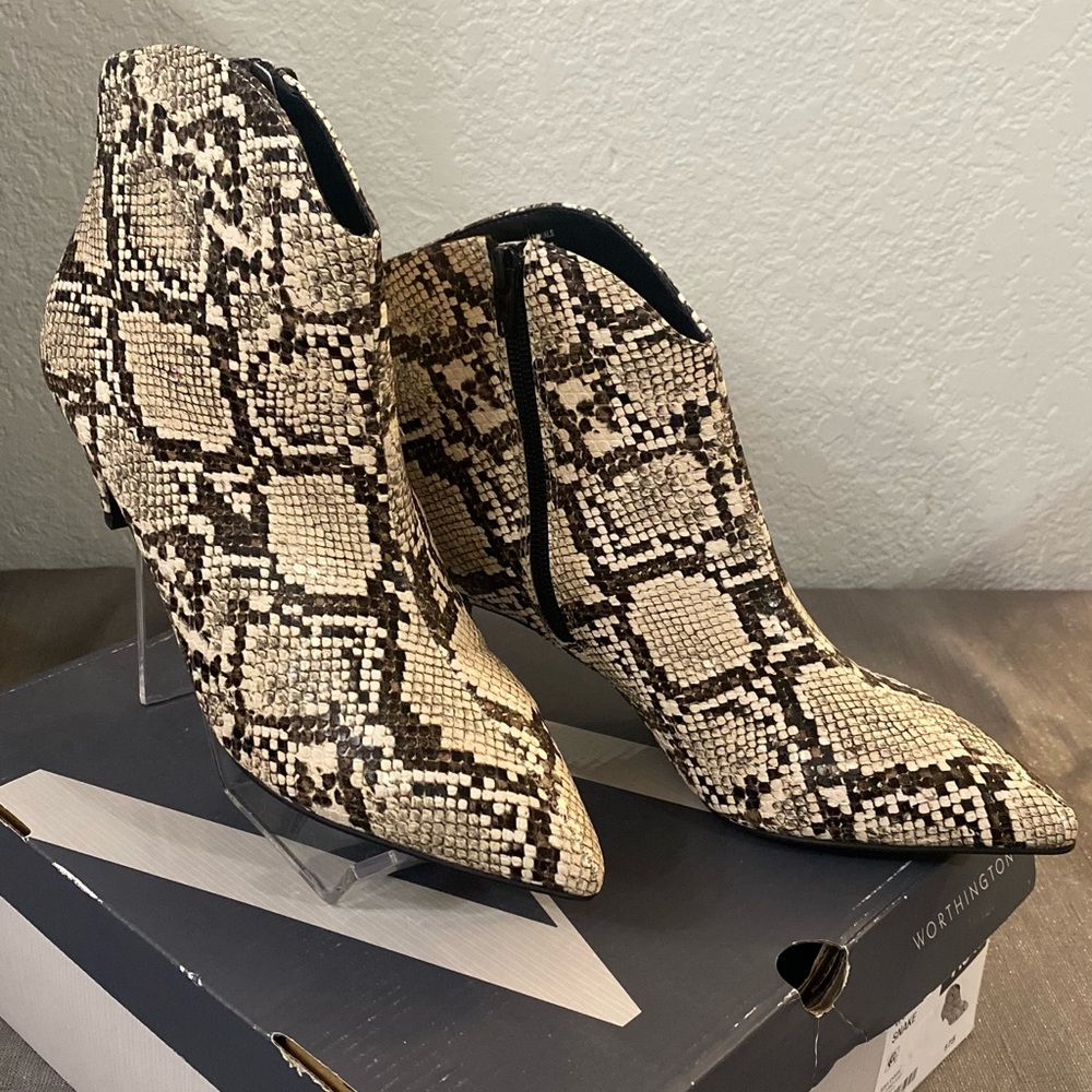Worthington Women's Snakeskin Ankle Booties